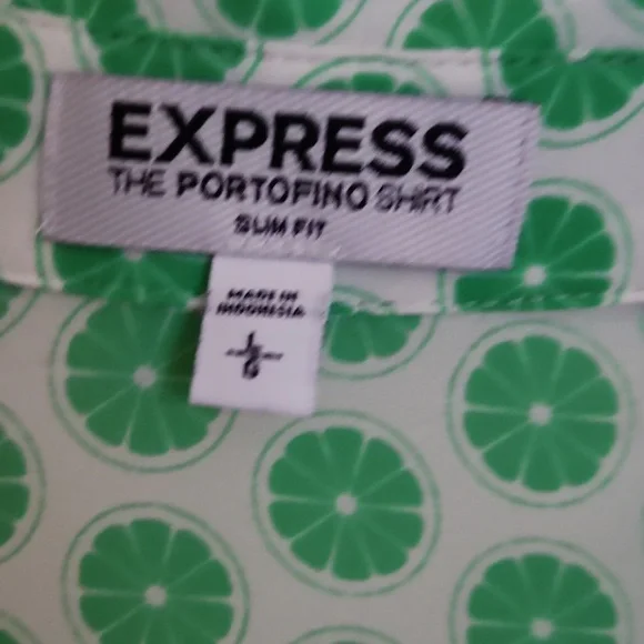 NWOT  Rare Express Green Lime Print  Button-Down Shirt - Picture 2 of 5